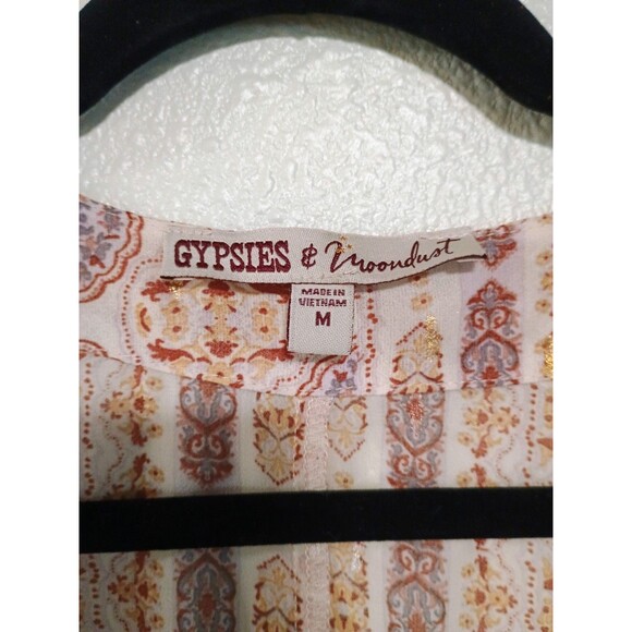 Gypsies & Moondust Boho Duster Fairy Paradise Gold Metallic Shine Kimono - Picture 5 of 7